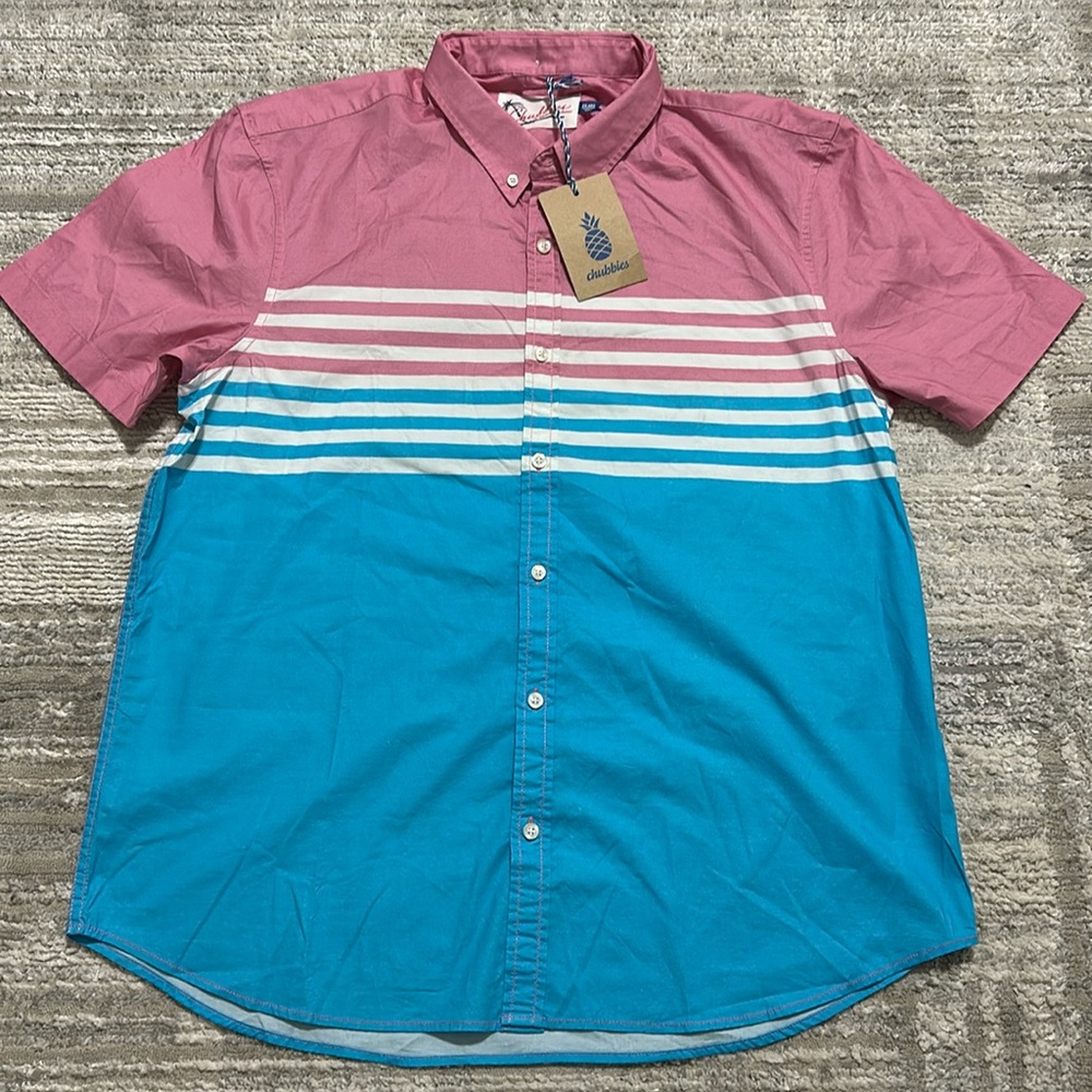Chubbies Pink and Blue Casual Button Down Shirt